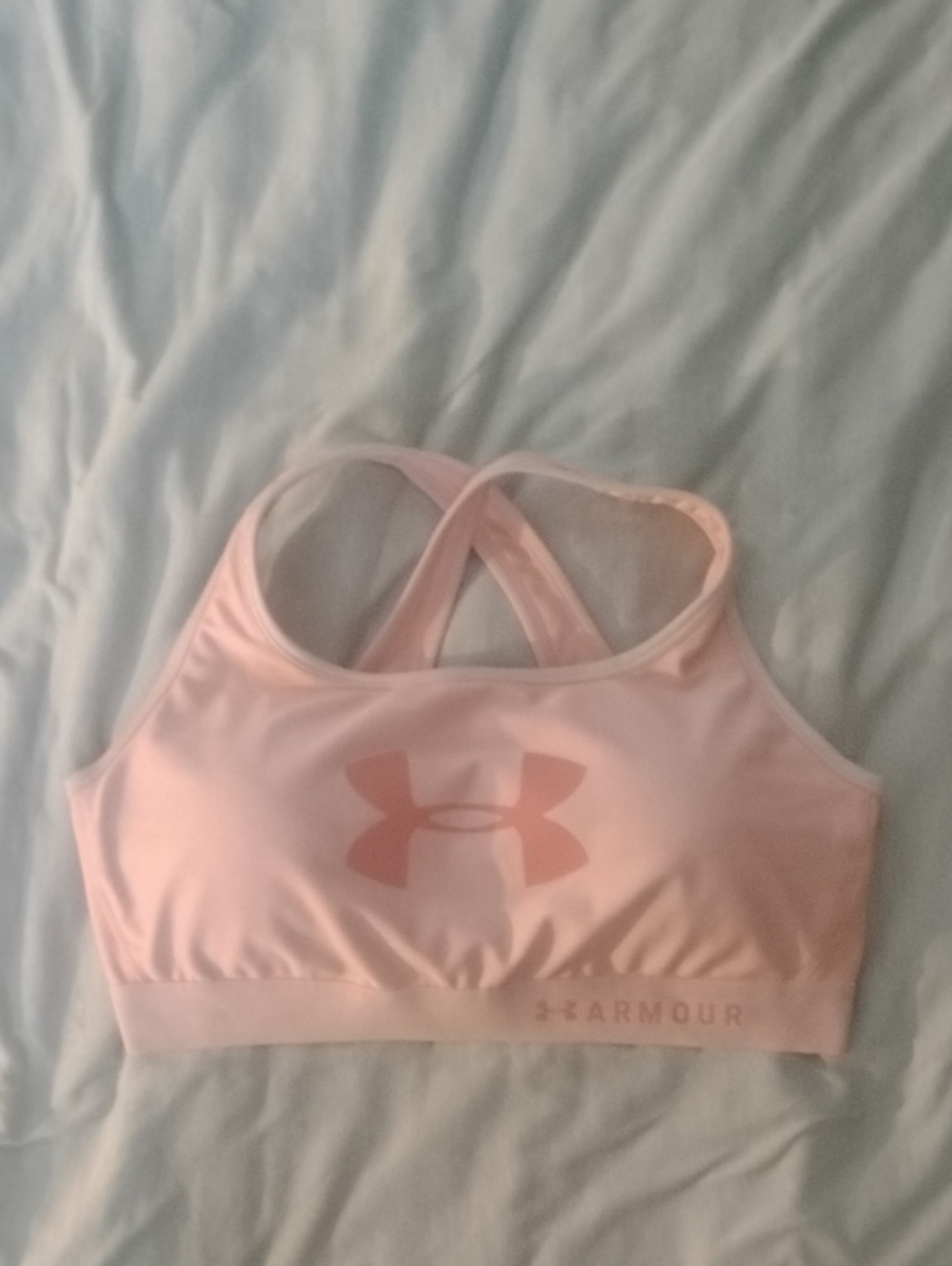 Under Armour Light Pink Crossback Sports Bra With Glitter Edging